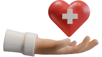 Picto main avec coeur santé - Plateforme de mise en relation psychologues patients